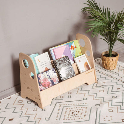 Wood and Hearts Kids Bookshelf in Natural Wood