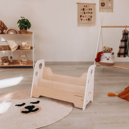 Wood and Hearts Kids Bookshelf in White & Natural Wood