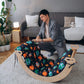 Man Setting up Wood and Hearts Large Climbing Arch + Pillow Open Space