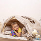 Boy Playing Under Wood and Hearts Large Climbing Arch w/ Pillow & Tent Sandy Bay