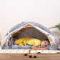 Boy Sleeping Under Wood and Hearts Large Climbing Arch w/ Pillow & Tent Starry Night