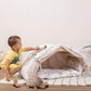 Boy Playing Wood and Hearts Large Climbing Arch w/ Pillow & Tent Spring Hiking