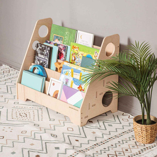 Wood and Hearts Montessori Bookshelf Natural