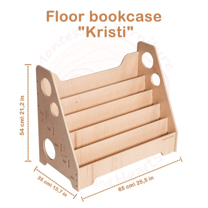 Wood and Hearts Montessori Bookshelf Natural