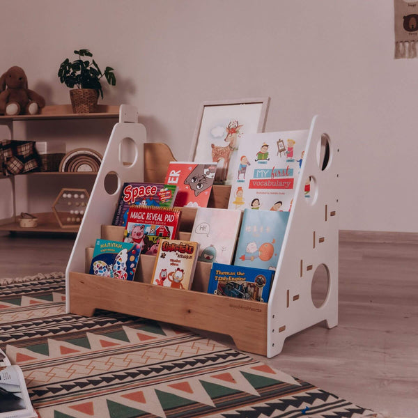 Wood and Hearts Montessori Bookshelf Natural