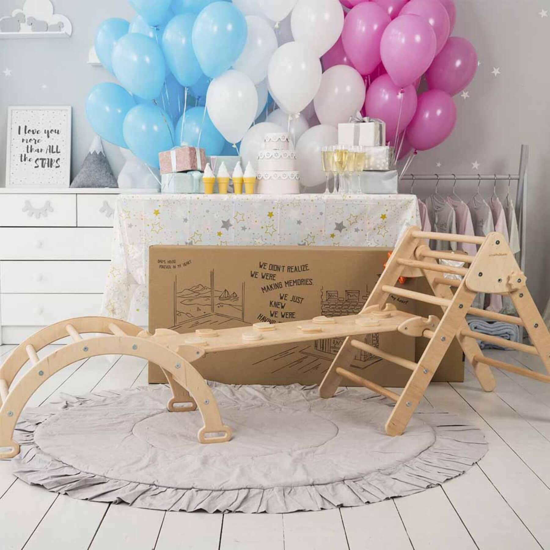Wood and Hearts Montessori Climbing Set of 3