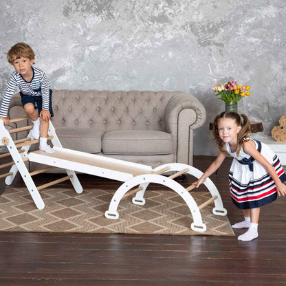 Kids Playing on Wood and Hearts Montessori Climbing Set of 3