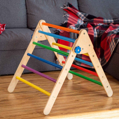 Wood and Hearts Montessori Foldable Triangle Natural Wood + Rainbow