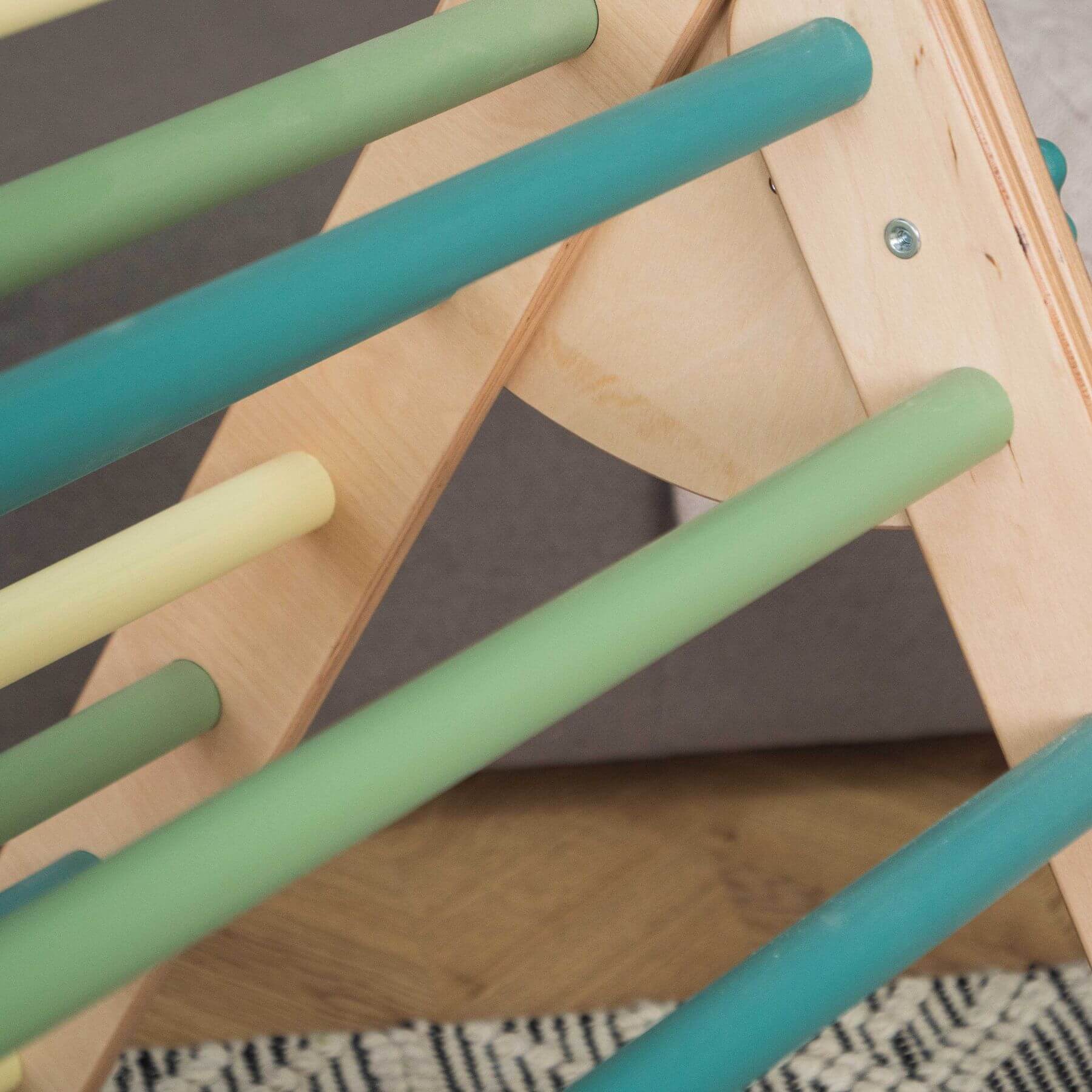 Detail of Wood and Hearts Montessori Foldable Triangle Green Grass
