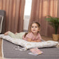 Girl Lying on Wood and Hearts Montessori Rocker Pillow Spring Hiking