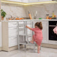 Girl Climbing on Wood and Hearts Toddler Standing Tower Grey