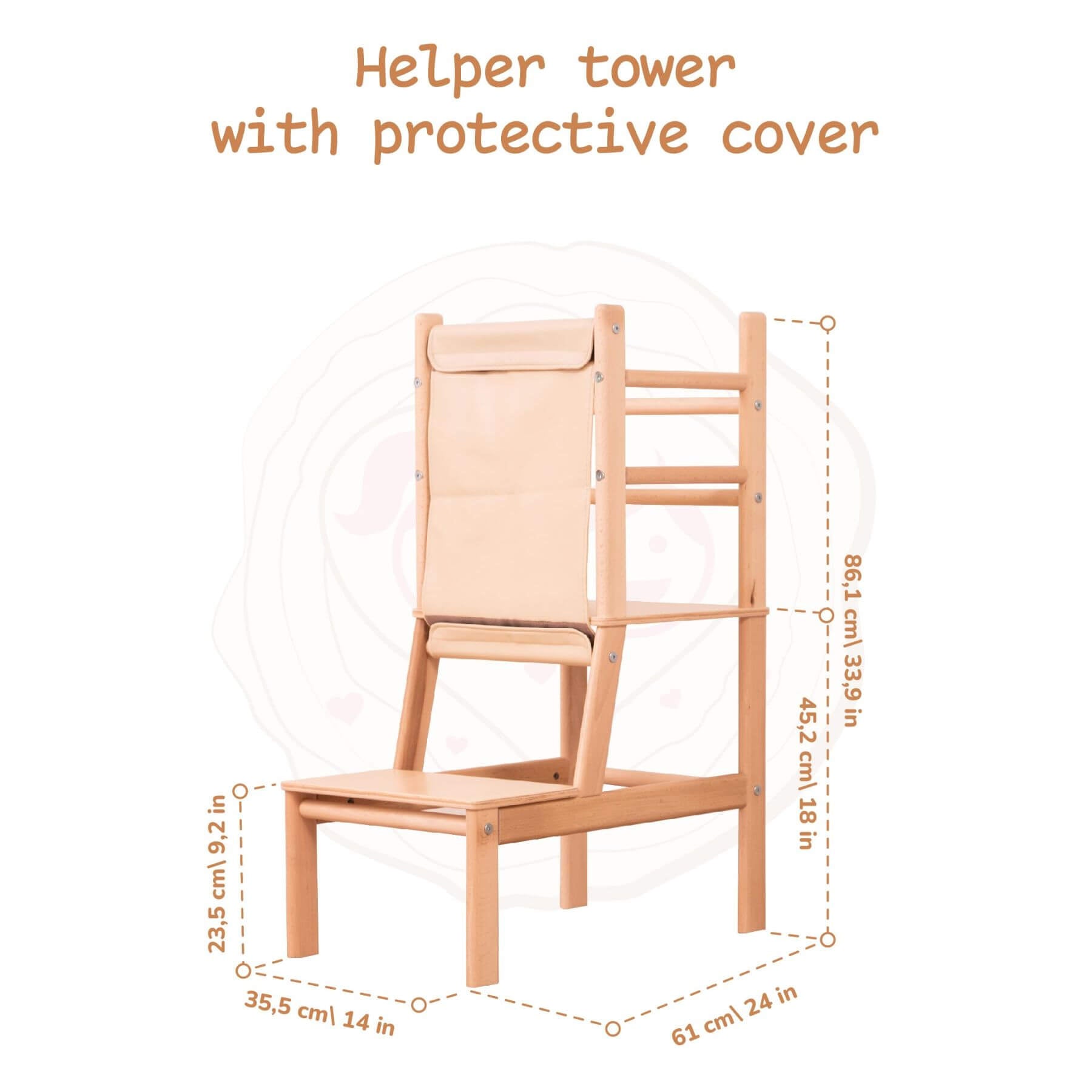 Wood and Hearts Toddler Standing Tower Natural