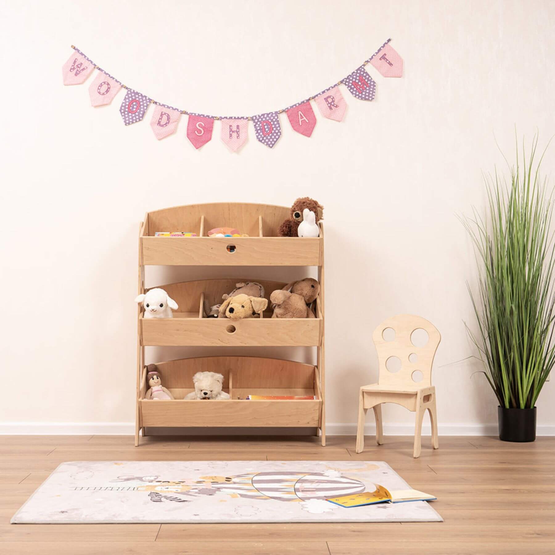 Wood and Hearts Toy Storage Organizer