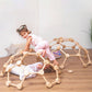 Kids Playing Wood and Hearts Wooden Climbing Domes