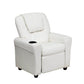 Flash Furniture Contemporary White Vinyl Kids Recliner | Cup Holder and Headrest