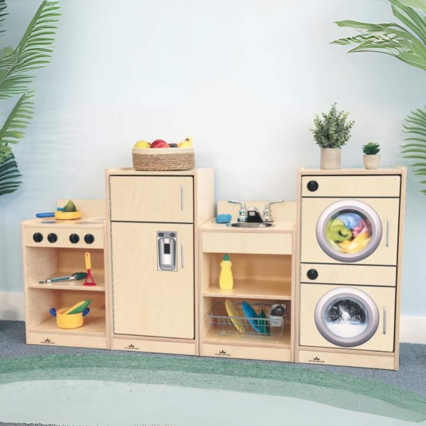Whitney Brothers Let's Play Toddler Kitchen Ensemble Natural - Lifestyle