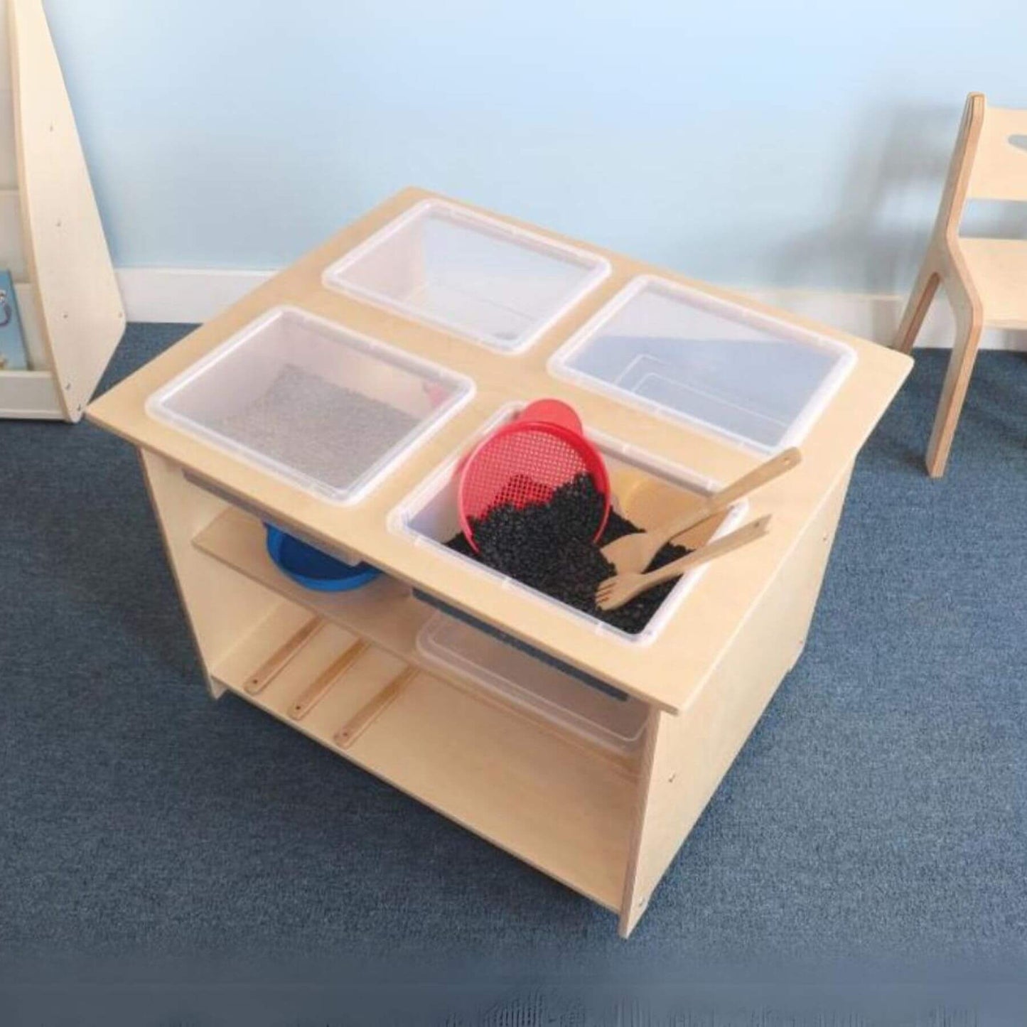 Whitney Brothers Mobile Sensory Table With Trays And Lids - Lifestyle
