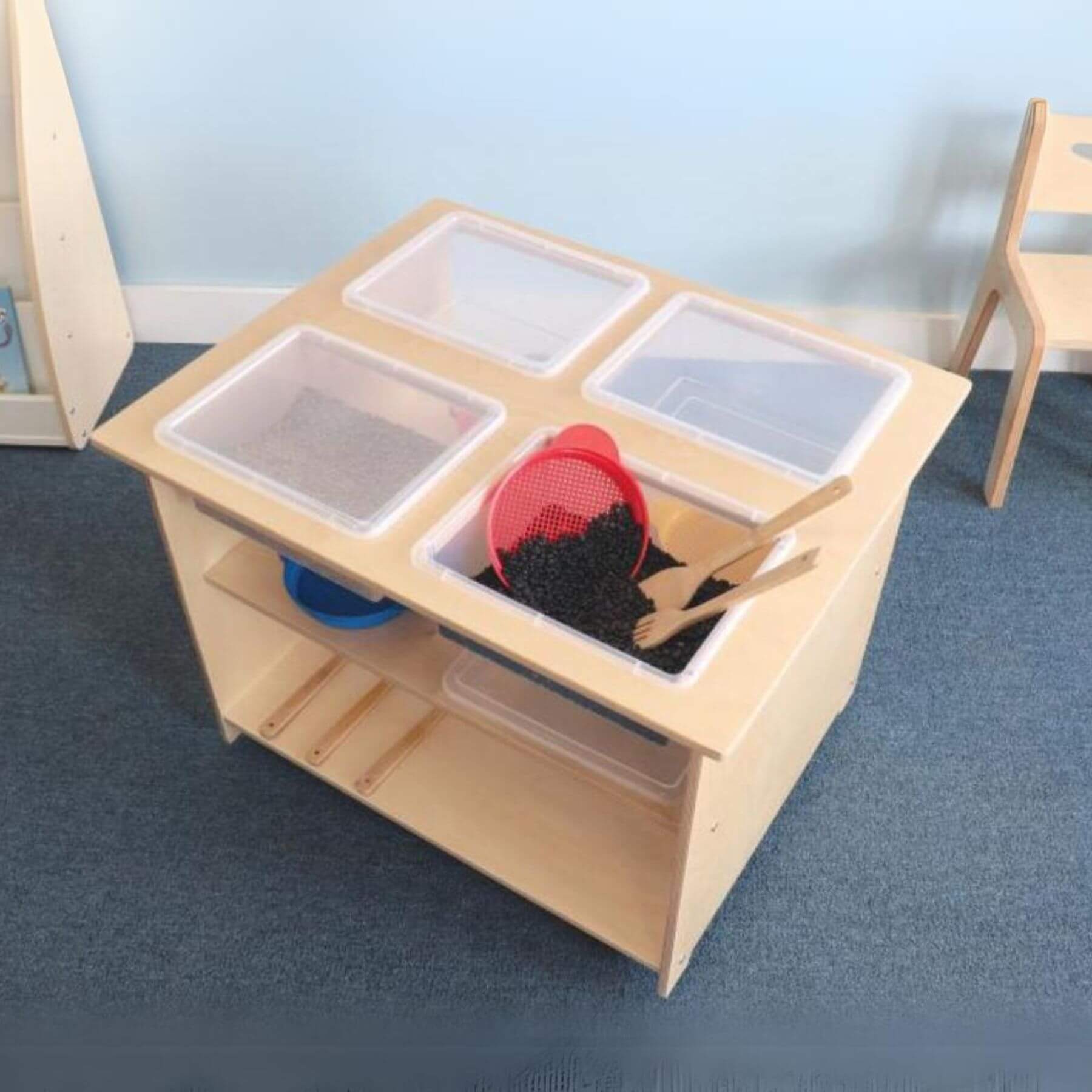 Whitney Brothers Mobile Sensory Table With Trays And Lids - Lifestyle
