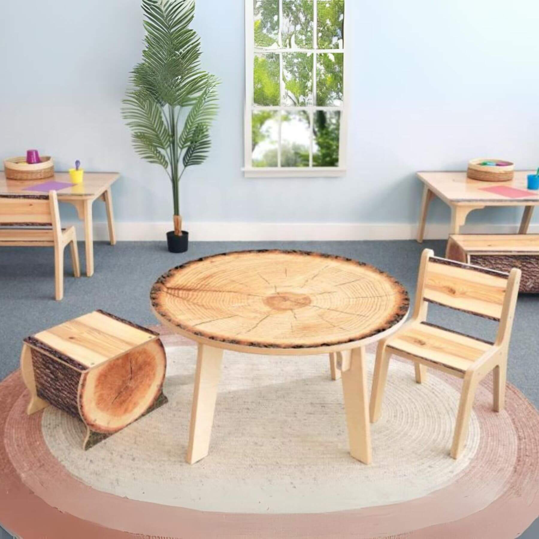 Whitney Brothers Nature View Live Edge Round Table 18H - Lifestyle