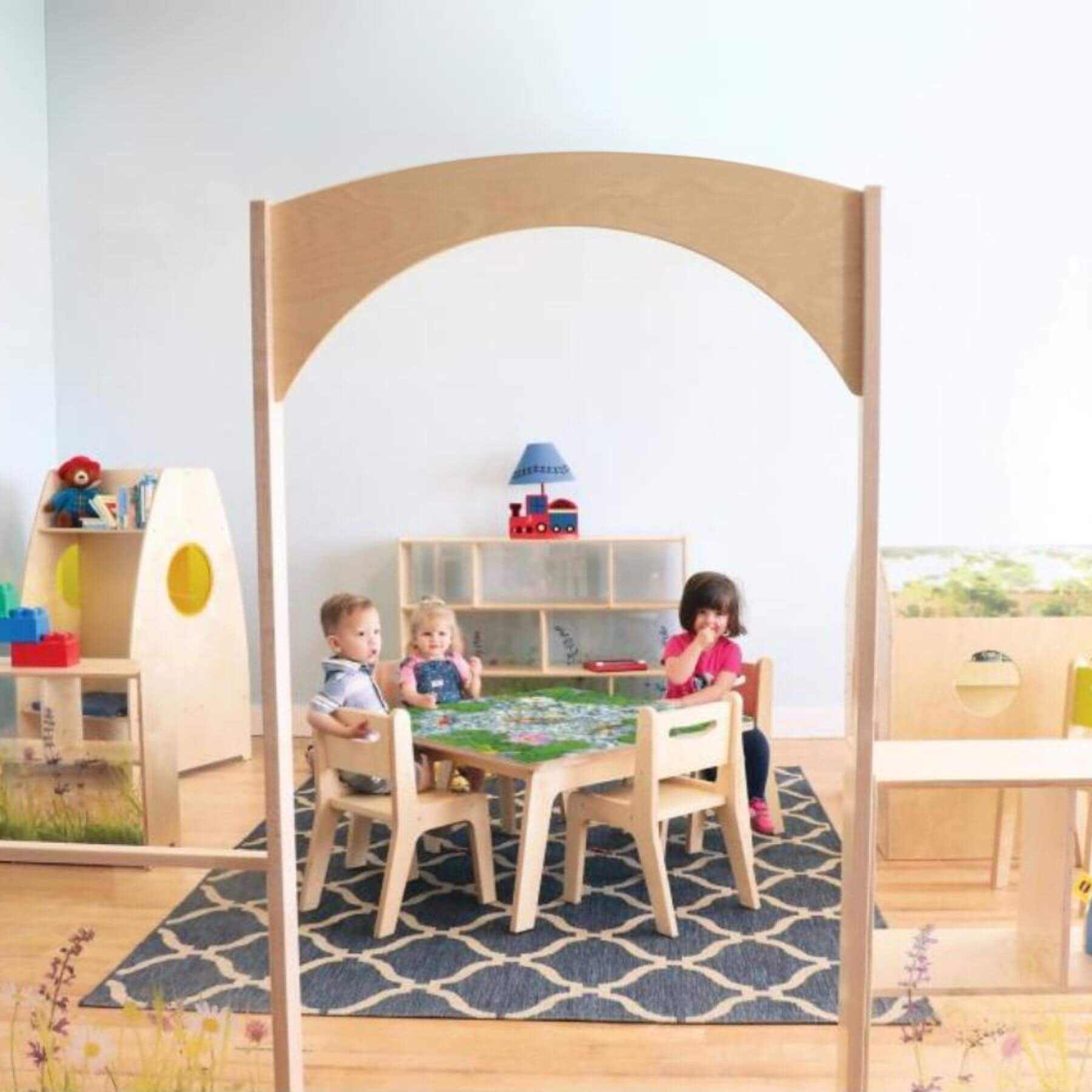 Three Kids Play at Whitney Brothers Nature View Pond Table 20"H