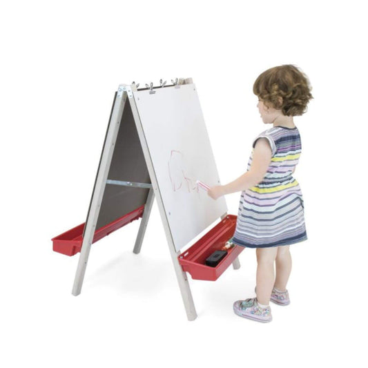 Girl Drawing on Whitney Brothers Toddler Adjustable Marker Board Easel