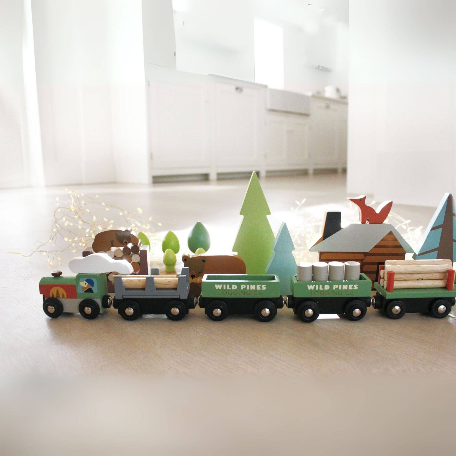 Tender Leaf Wild Pines Train Set on a light surface