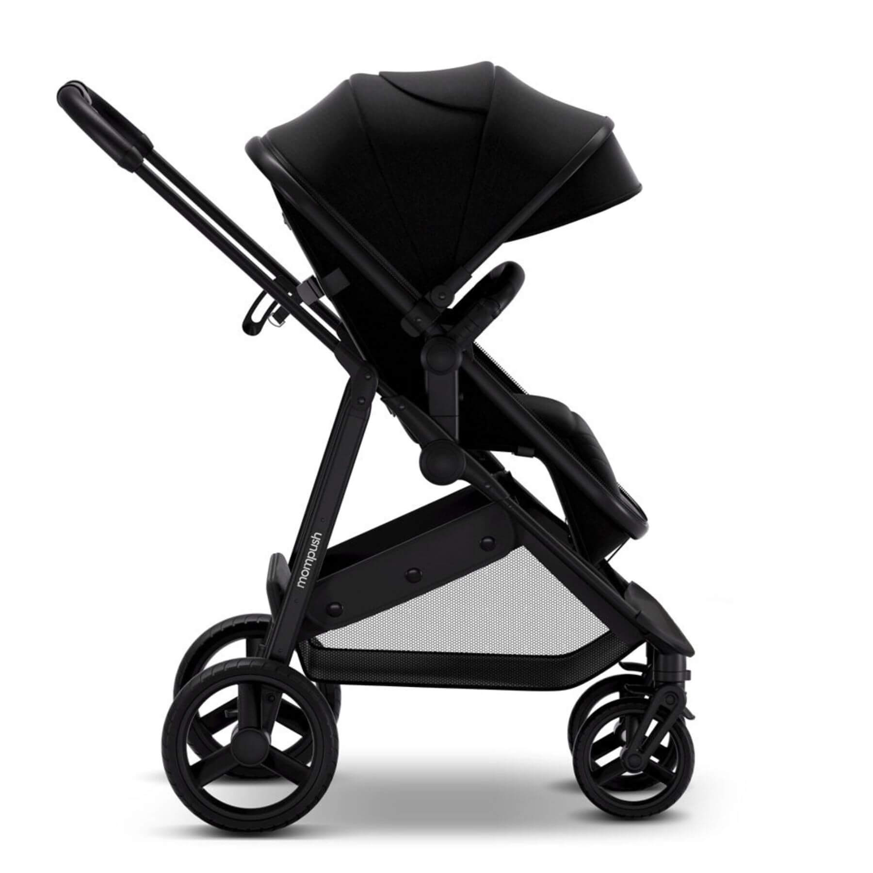 Side View of Mompush Wiz 2-in-1 Convertible Baby Stroller Black