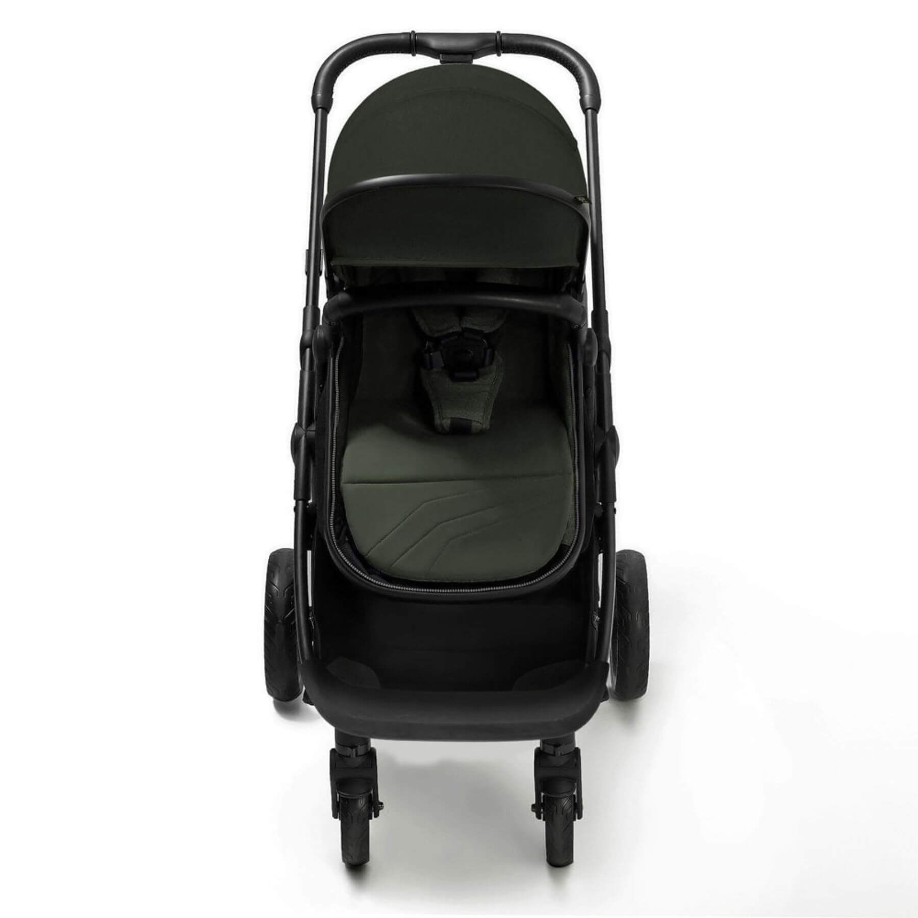 Front View of Mompush Wiz 2-in-1 Convertible Baby Stroller Forest