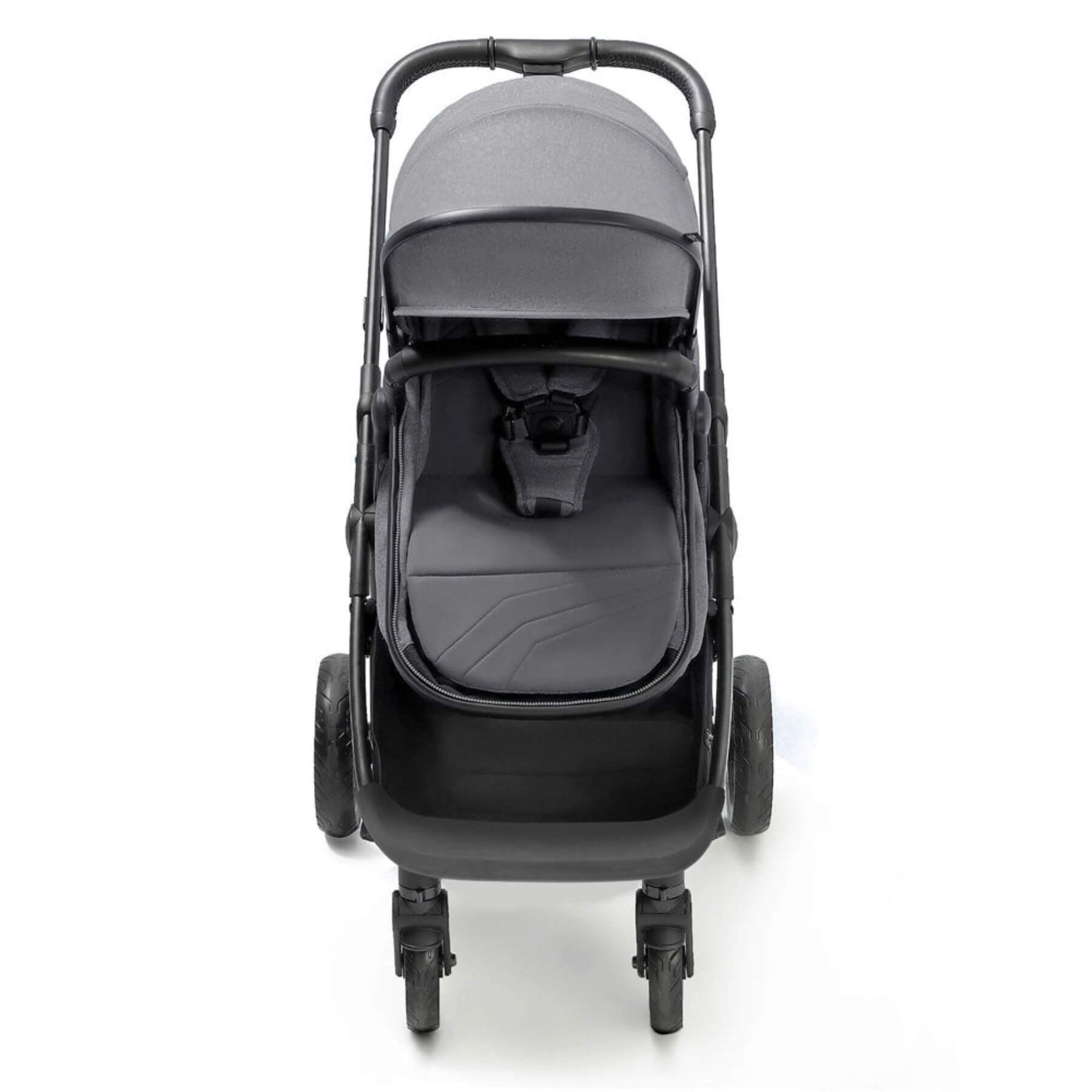 Front View of Mompush Wiz 2-in-1 Convertible Baby Stroller Grey