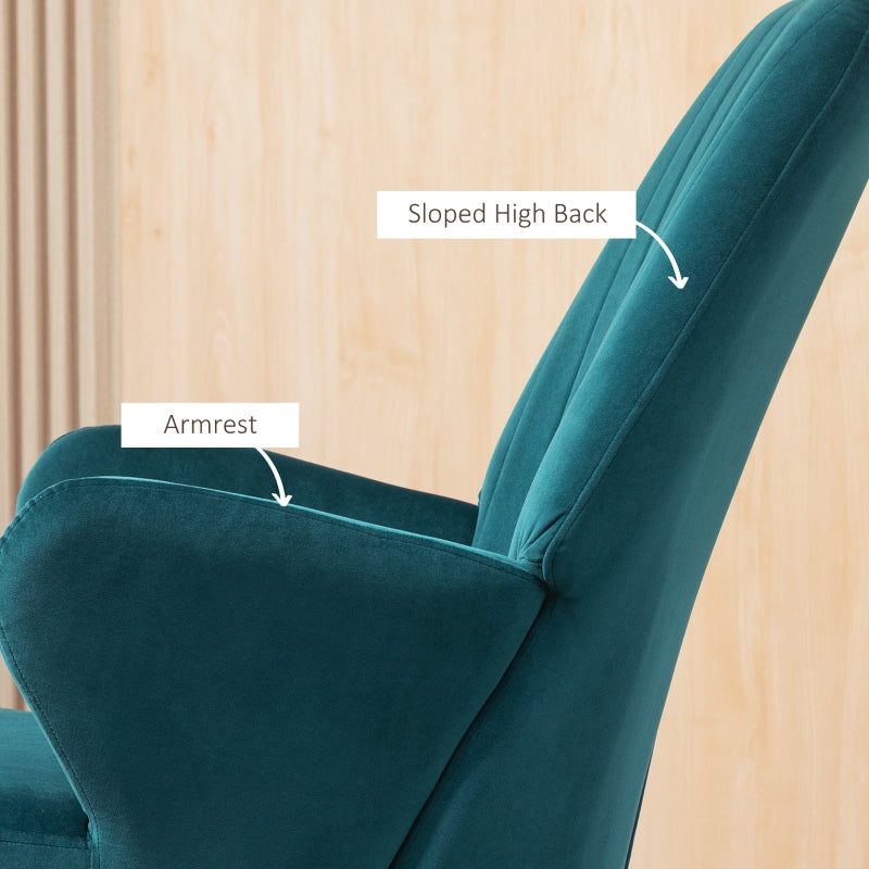 HOMCOM Modern Nursery Accent Rocking Chair | Wingback Chair | Blue