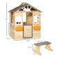 Outsunny Wooden Kids Playhouse Natural Wood