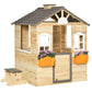 Outsunny Wooden Kids Playhouse Natural Wood