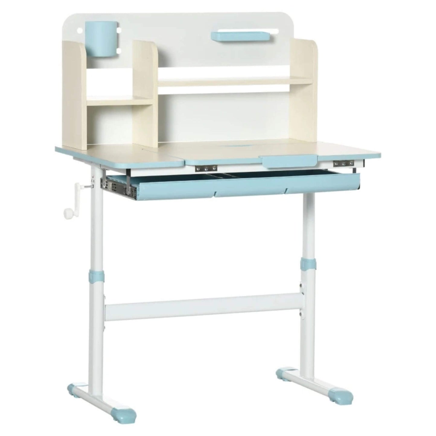 Qaba Wooden Kids Study Desk with Tilt Desktop Blue