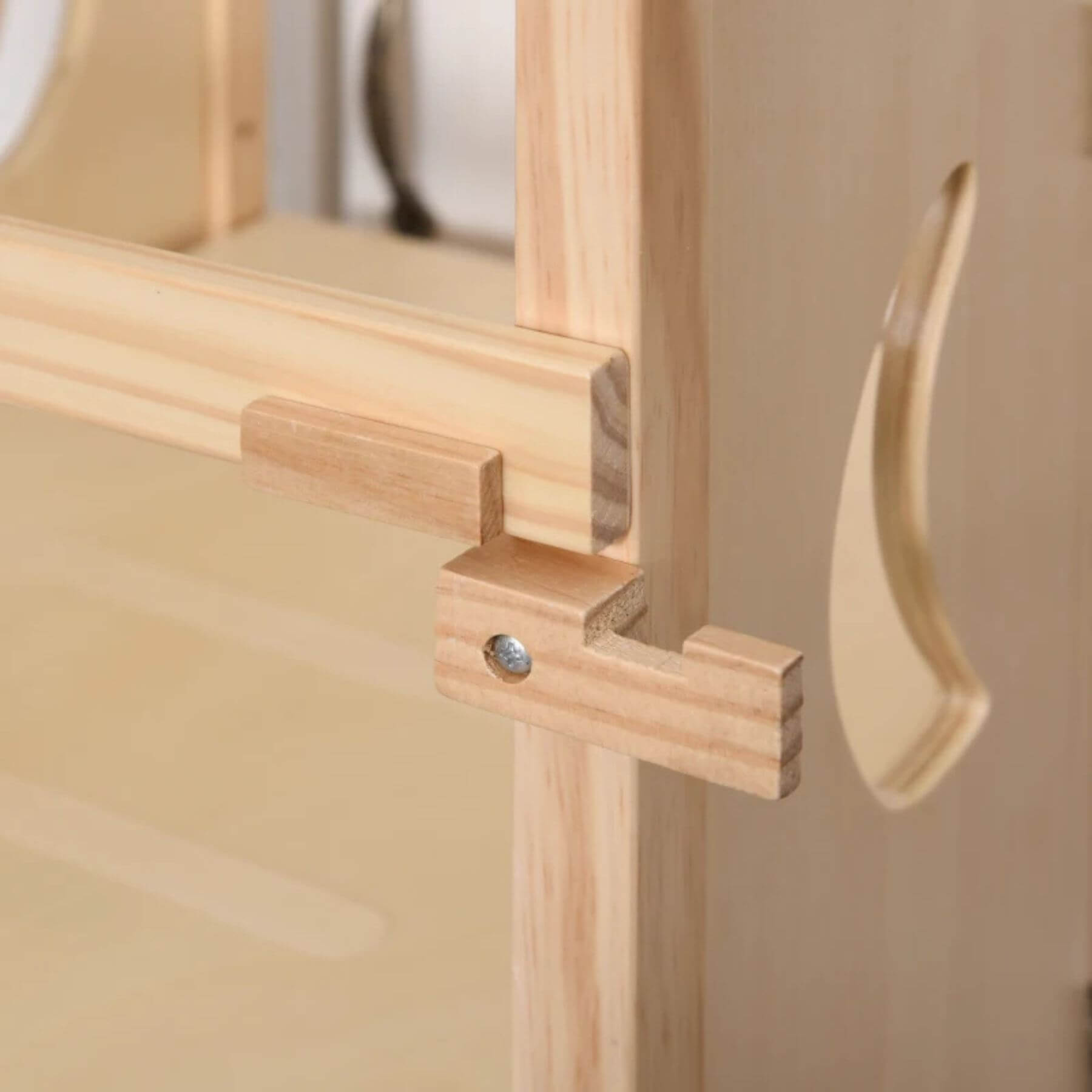 Detail of Qaba Wooden Kitchen Step Stool Natural Wood