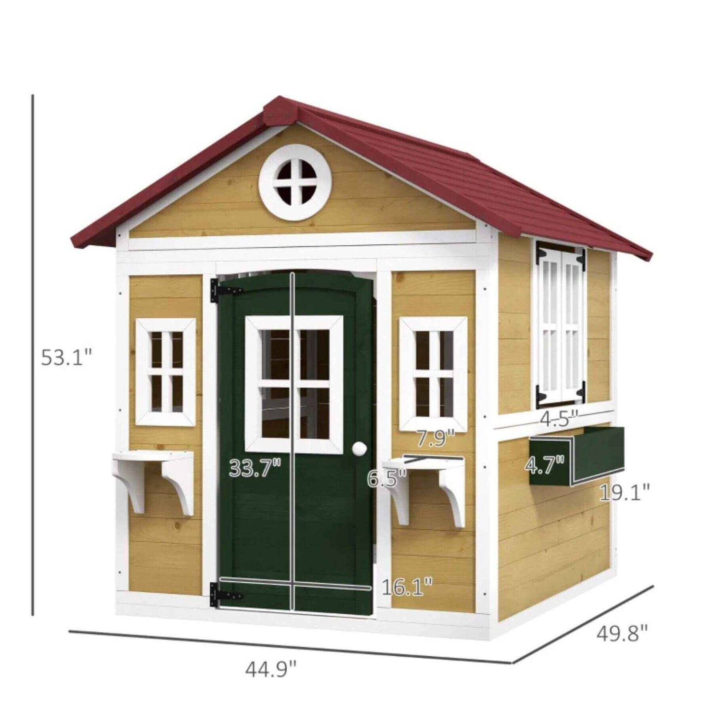 Outsunny Wooden Playhouse for Kids Beige