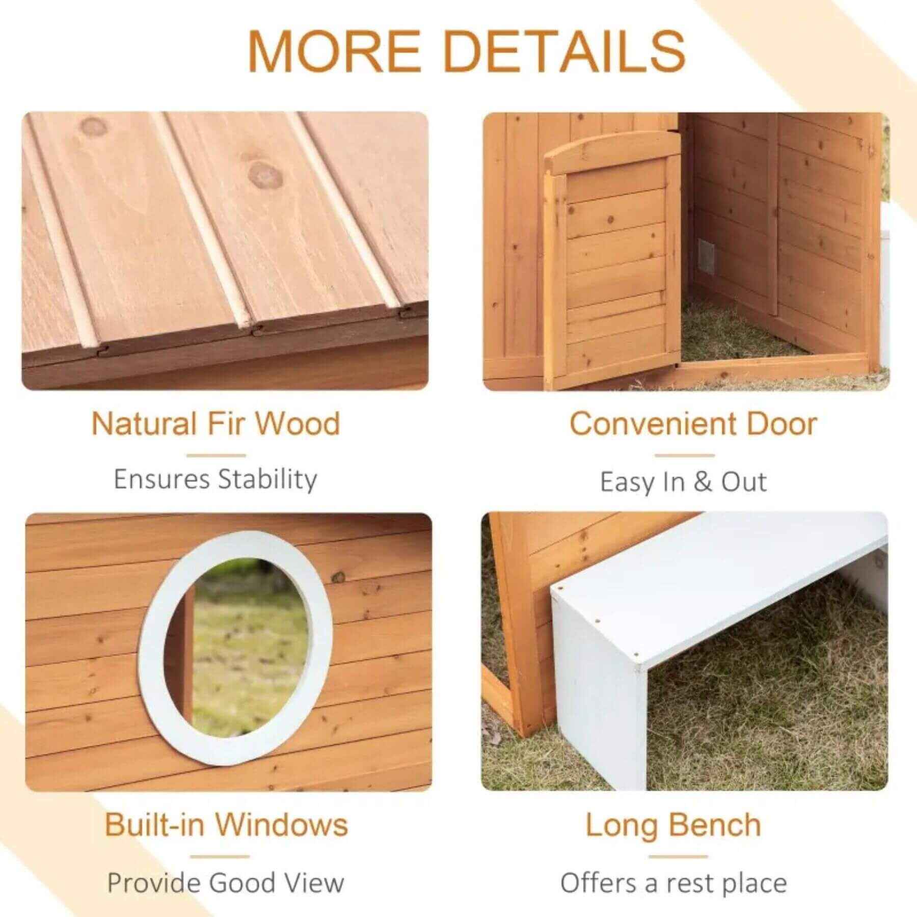 Details of Outsunny Wooden Playhouse for Kids Light Brown