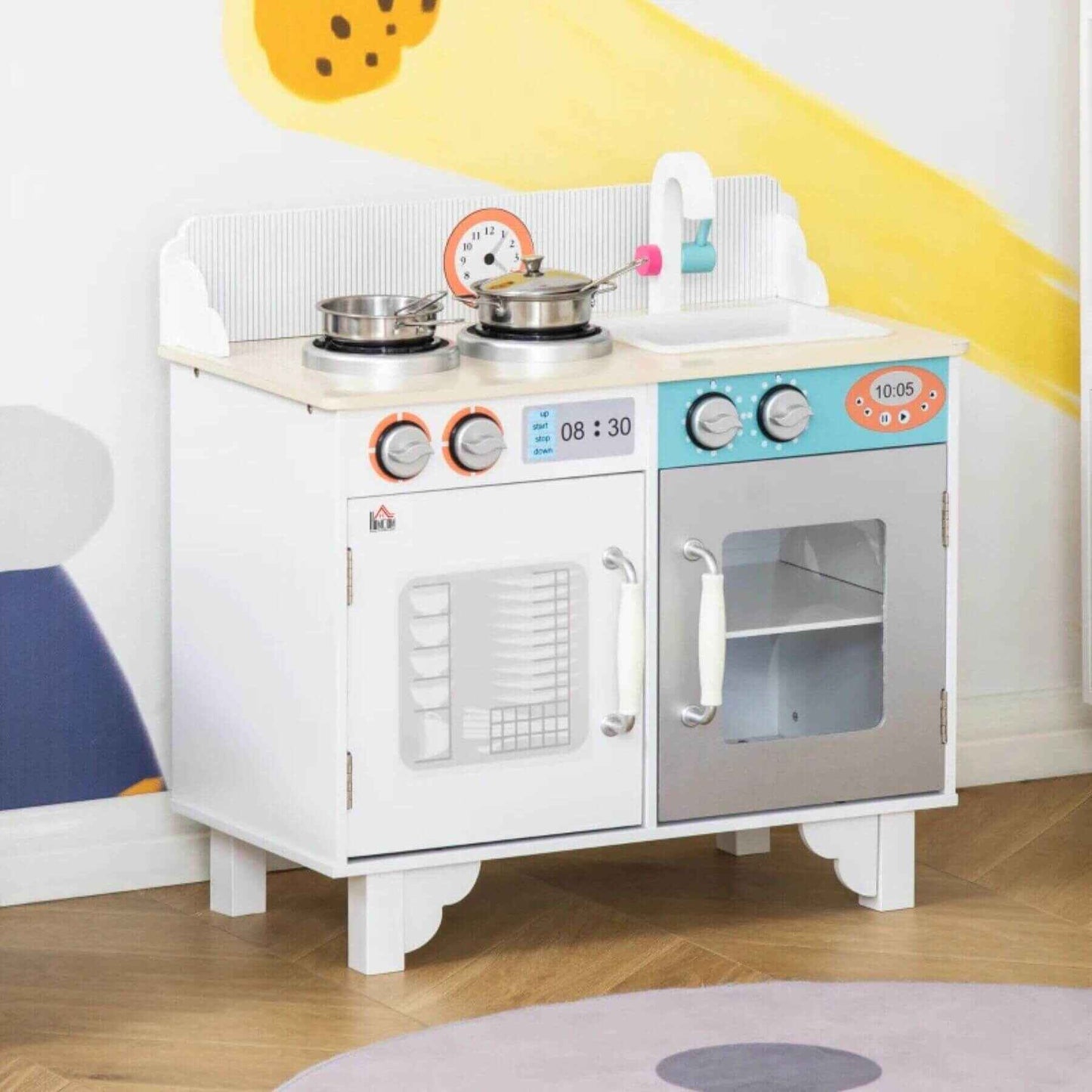 Qaba Wooden Pretend Play Kitchen White