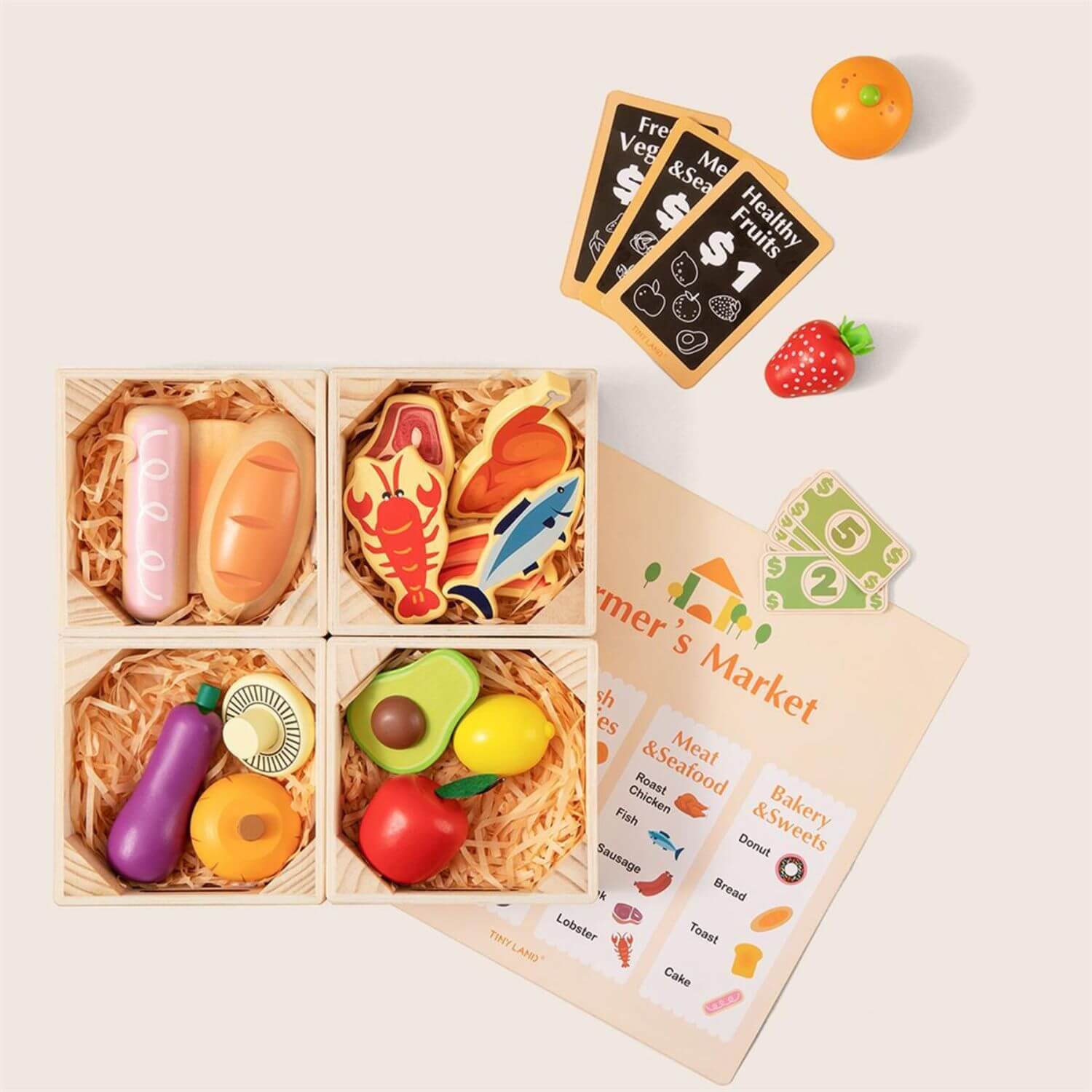 Tiny Land® Wooden Play Food For Kitchen