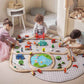 Kids Playing Tiny Land® Wooden Train Set 110 Pcs