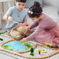 Kids Playing Tiny Land® Wooden Train Set 110 Pcs