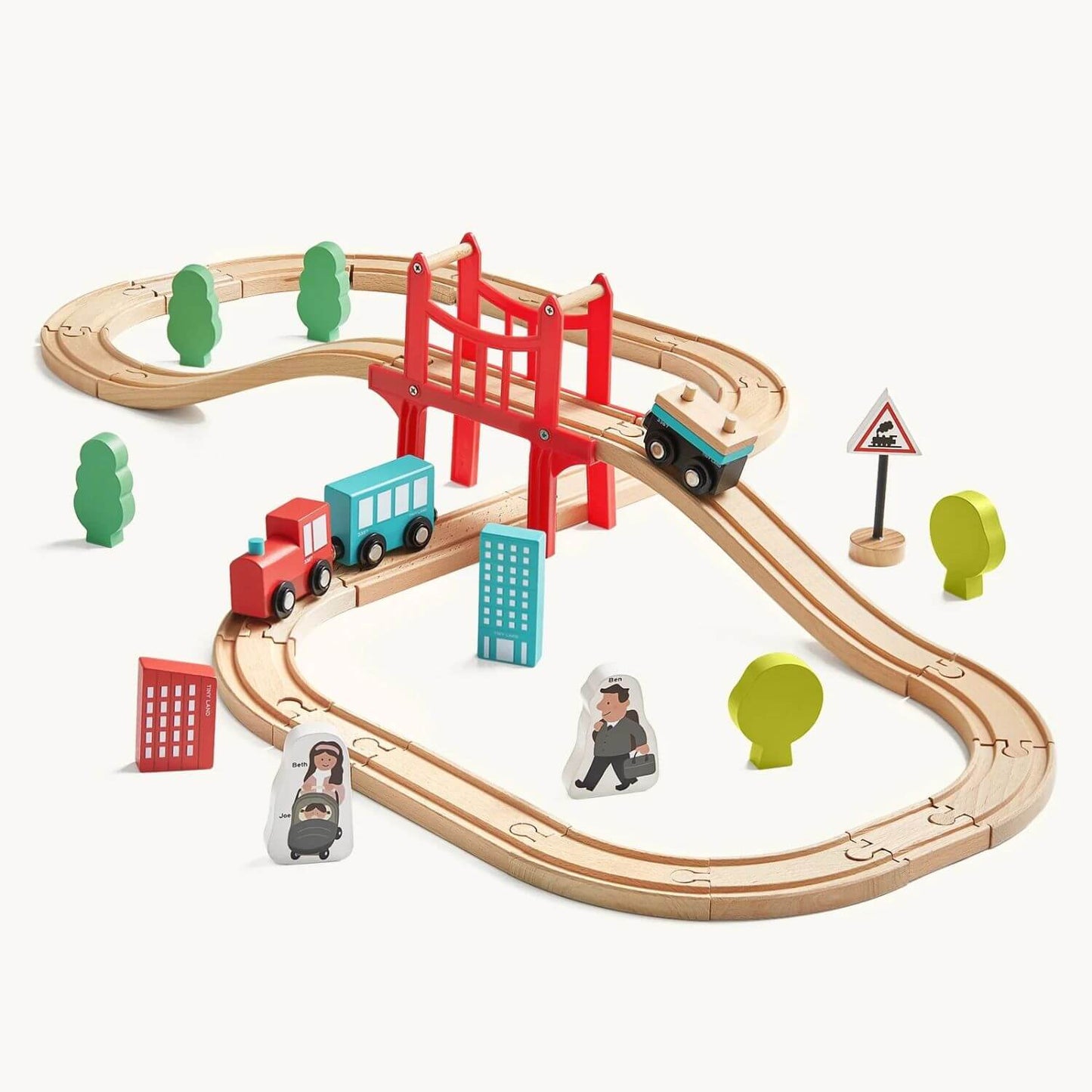 Tiny Land® Wooden Train Set - 39 pcs
