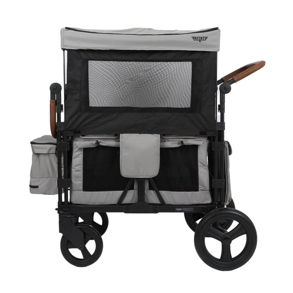 Mom Pushing Kids in Keenz XC - Luxury Comfort Stroller Wagon 2 Passenger Grey