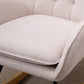 HOMCOM Mid-Century Cream White Nursery Rocker | Tufted Wingback & Rubber Wood Base