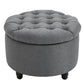 HOMCOM Round Grey Storage Stool | Button Tufted | Nursery & Multi-Use