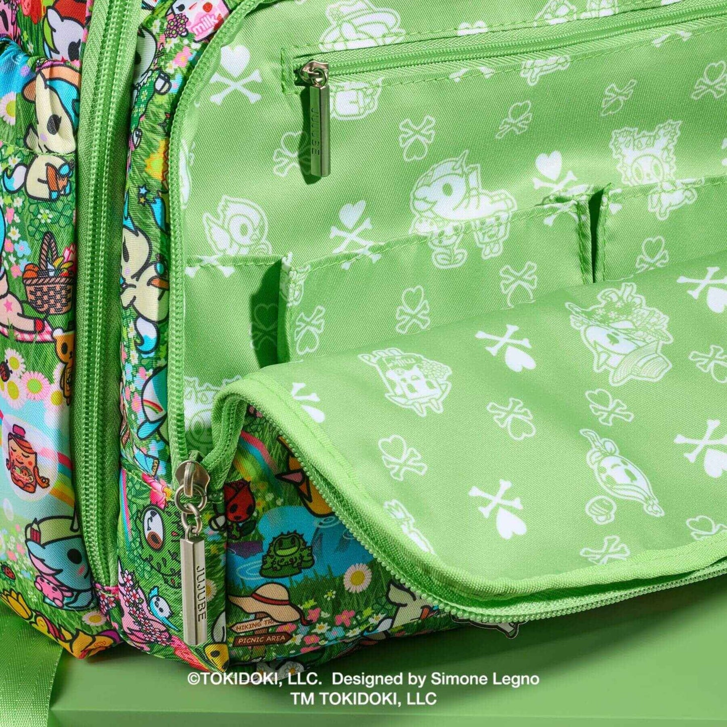 Close-up of tokidoki Zealous Diaper Bag Backpack - Meadow Blooms