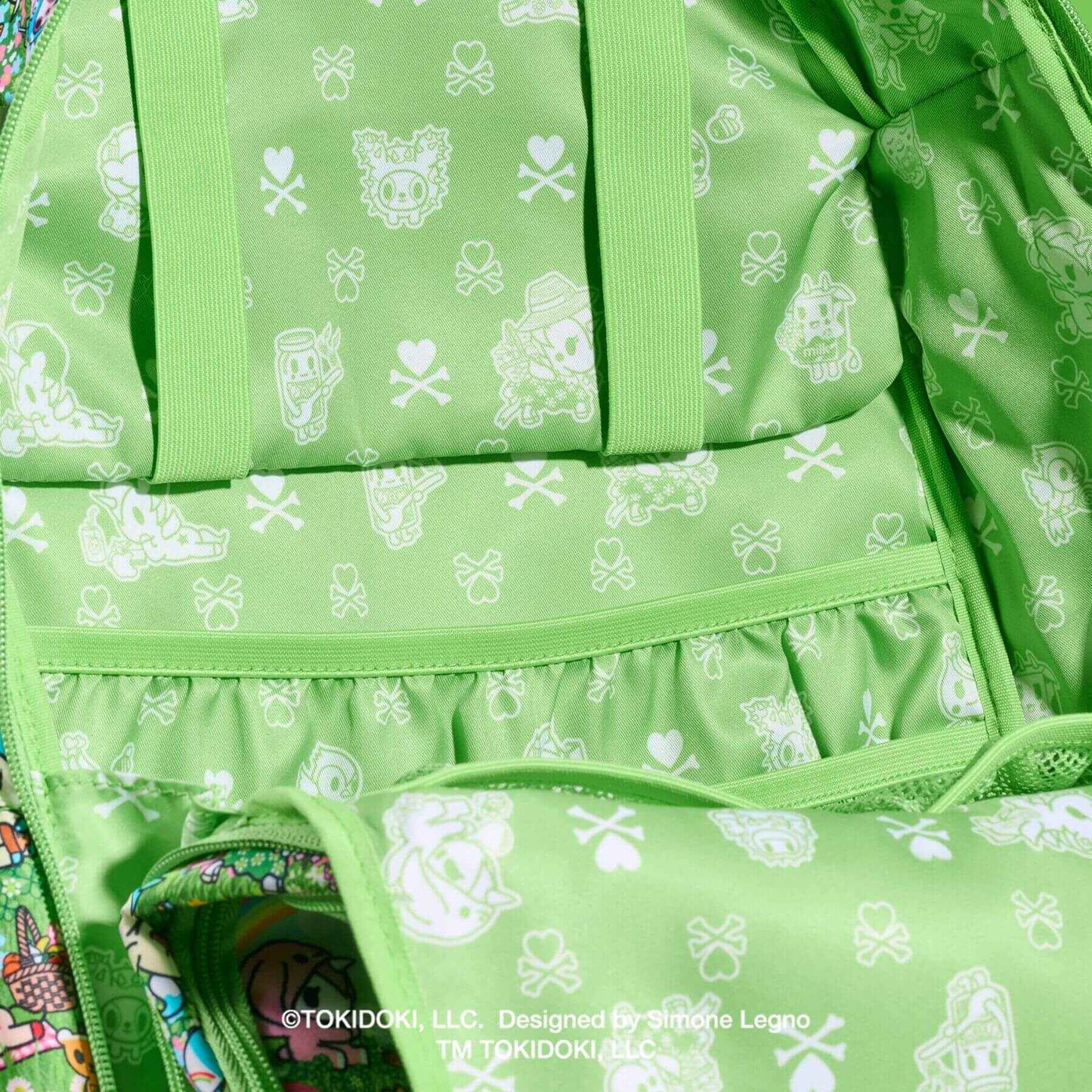 Close-up of tokidoki Zealous Diaper Bag Backpack - Meadow Blooms