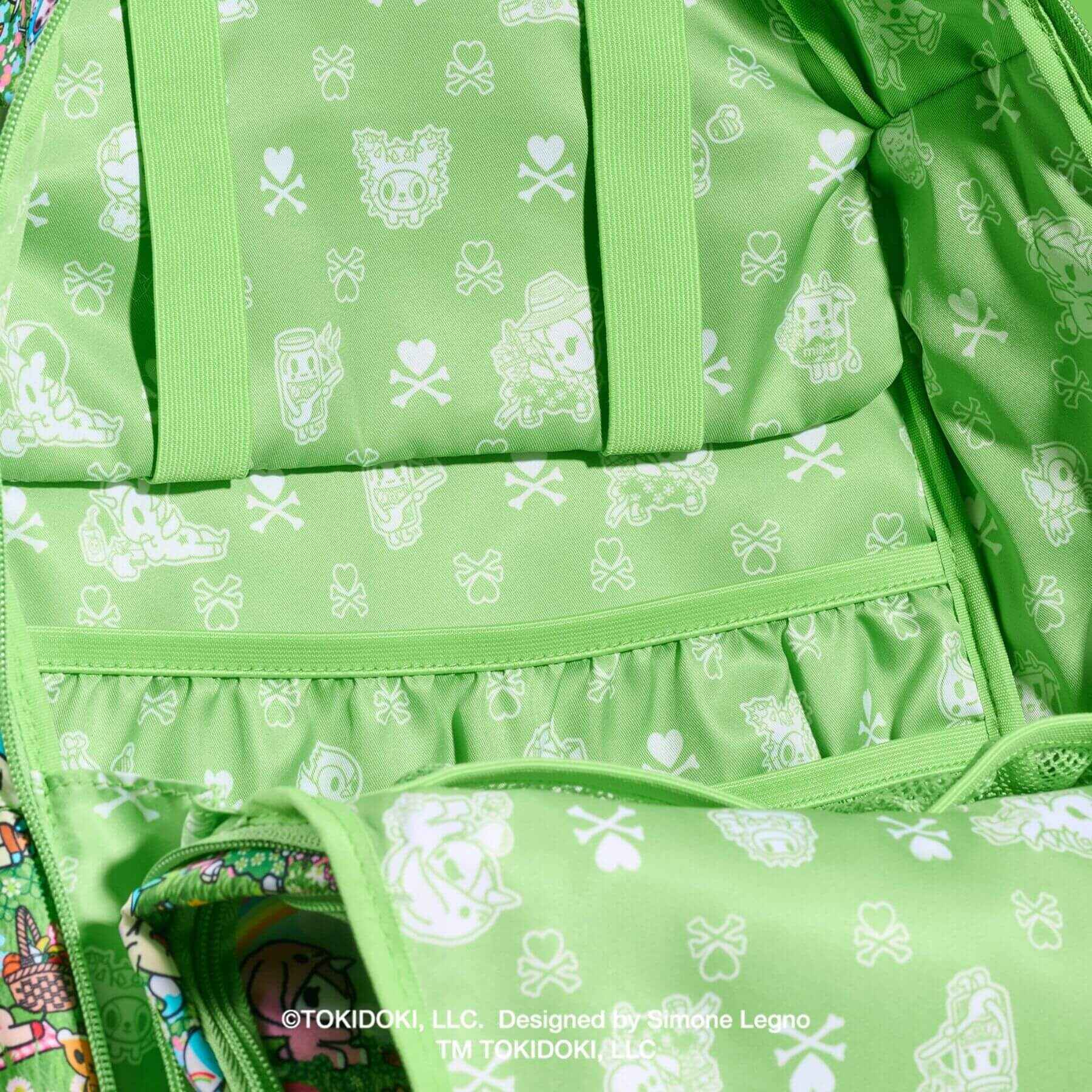 Close-up of tokidoki Zealous Diaper Bag Backpack - Meadow Blooms