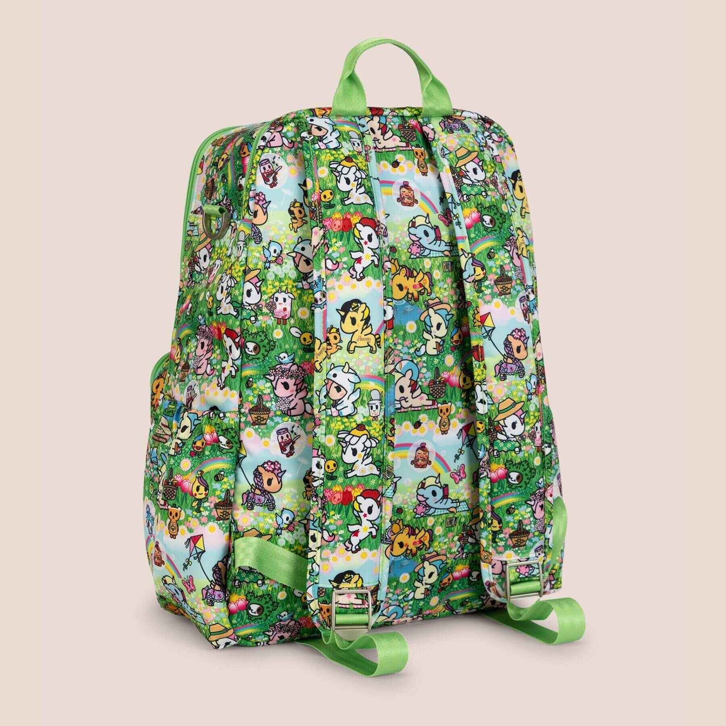 Back view of tokidoki Zealous Diaper Bag Backpack - Meadow Blooms