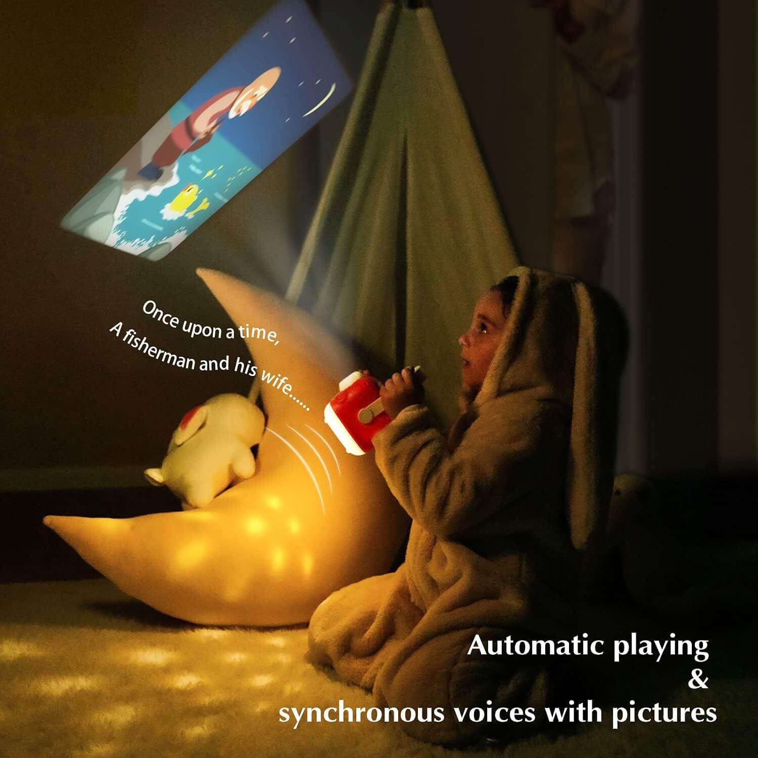 Kids Using ZzzMoon Kids Storyboard Projector Red