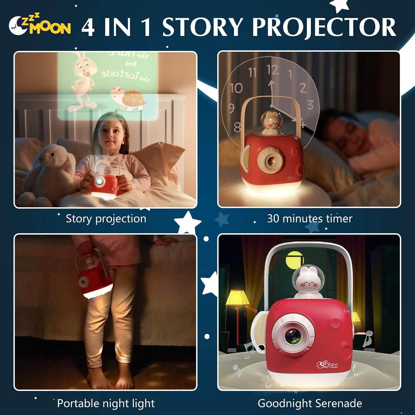 Kids Using ZzzMoon Kids Storyboard Projector Red